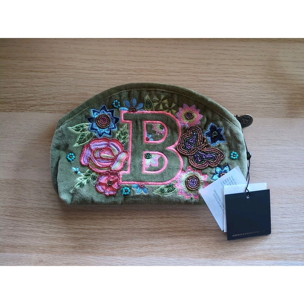 NEW America And & Beyond Letter B INITIAL EMBELLISHED POUCH Bag Anthropology
